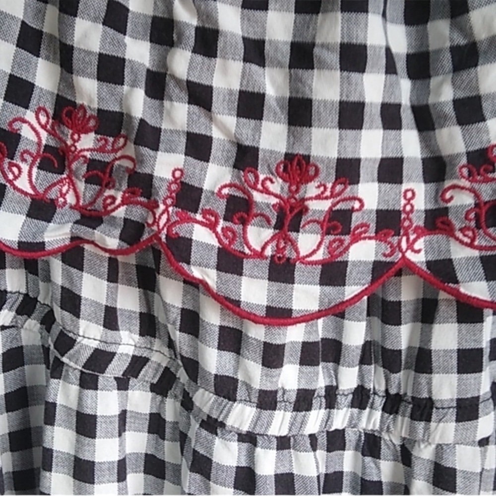 TORRID Off-shoulder Gingham Swing Dress in Black/White w/ Red Trim Size 00 (M/L) - Picture 9 of 11